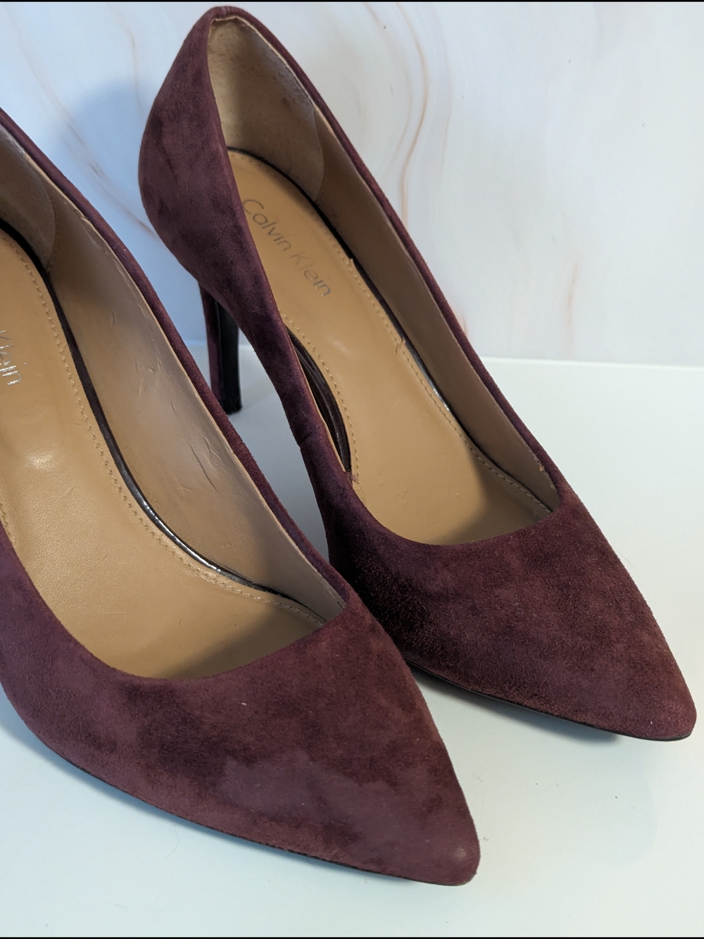 Calvin Klein Women's Burgundy Suede Pointed-Toe Pumps